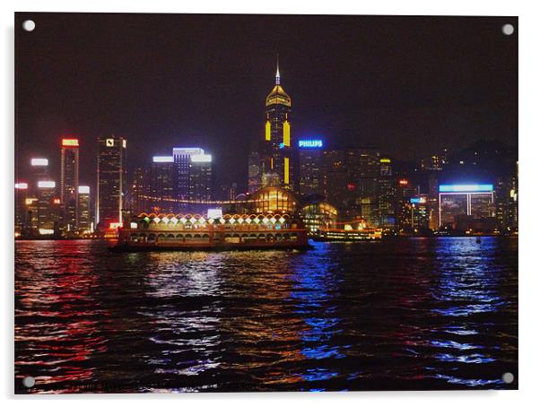 HONK KONG BY NIGHT Acrylic by Jacque Mckenzie