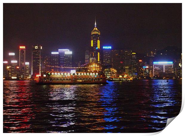 HONK KONG BY NIGHT Print by Jacque Mckenzie