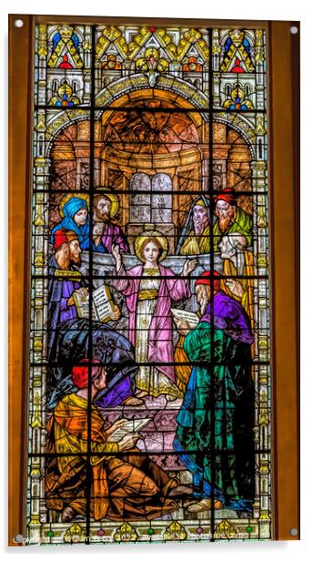 Young Jesus Temple Stained Glass Gesu Church Miami Florida Acrylic by William Perry