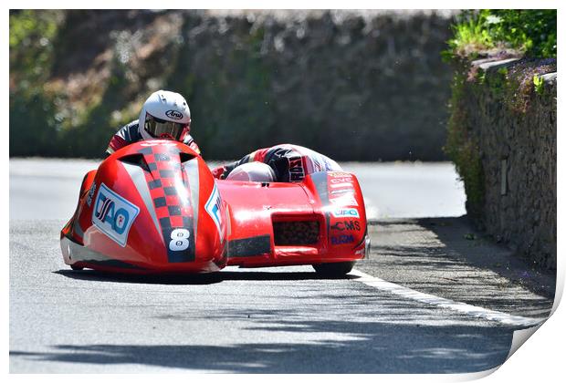 2022 Isle of Man TT Sidecar Race 2 Friday June 10 Print by Russell Finney