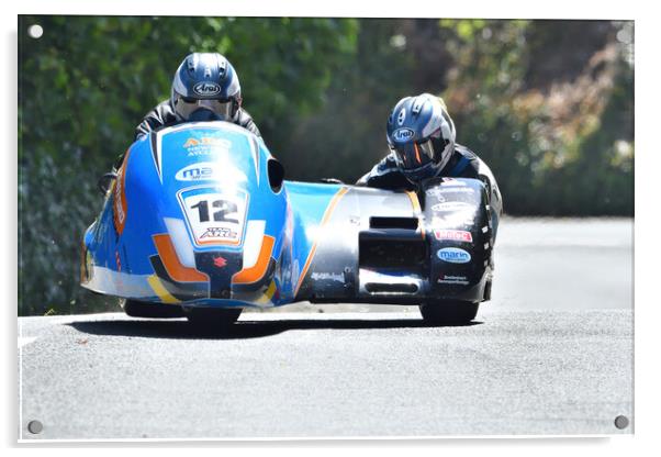 2022 Isle of Man TT Sidecar Race 2 Friday June 10 Acrylic by Russell Finney