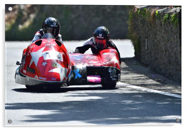 2022 Isle of Man TT Sidecar Race 2 Friday June 10  Acrylic by Russell Finney