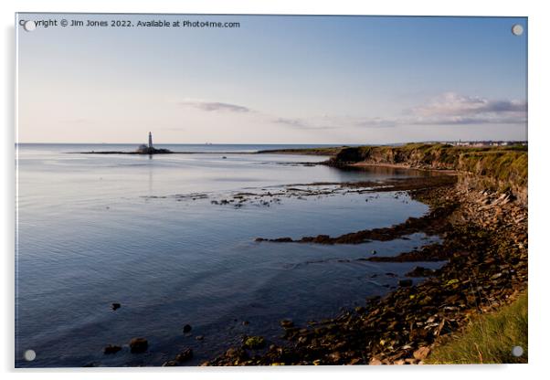 St Mary's Island and a calm North Sea Acrylic by Jim Jones