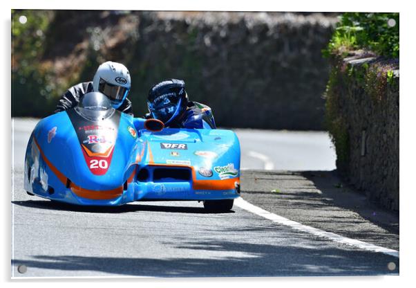 2022 Isle of Man TT Sidecar Race 2 Friday June 10 Acrylic by Russell Finney