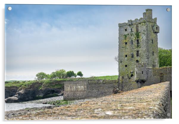 Carrigaholt Castle Looking Inland from the fishing Pier Acrylic by Dave Collins