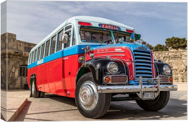 Thames bus in Valletta Canvas Print by Jason Wells