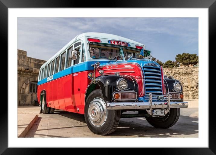 Thames bus in Valletta Framed Mounted Print by Jason Wells