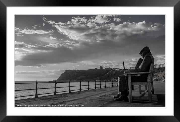 Freddie Gilroy gazes over Scarborough Castle Framed Mounted Print by Richard Perks