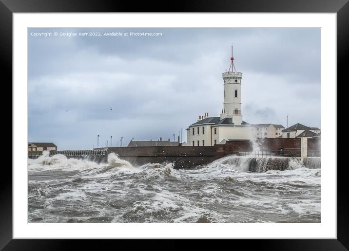 Arbroath Signal Tower in Storm Framed Mounted Print by Douglas Kerr