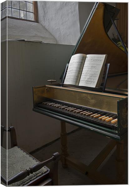 Harpsichord in old church Canvas Print by Gary Eason