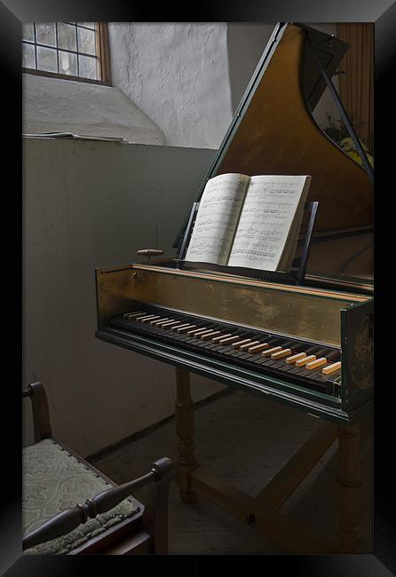 Harpsichord in old church Framed Print by Gary Eason