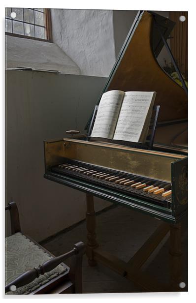 Harpsichord in old church Acrylic by Gary Eason