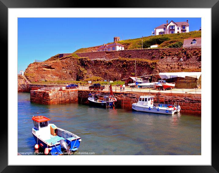 Portreath harbour, Cornwall. Framed Mounted Print by john hill