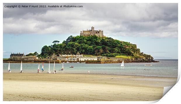 Sailing Off St Michael's Mount Print by Peter F Hunt