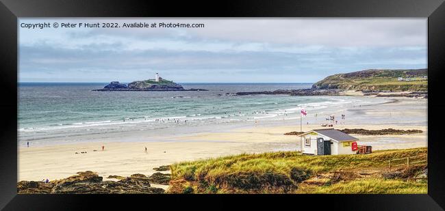 Dunes Beach And A Lighthouse Framed Print by Peter F Hunt