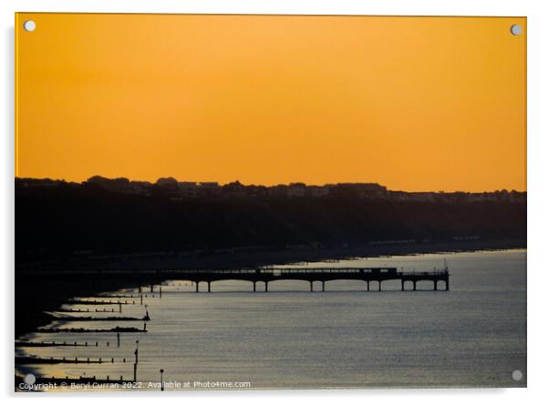 Sunrise at Boscombe Pier Acrylic by Beryl Curran