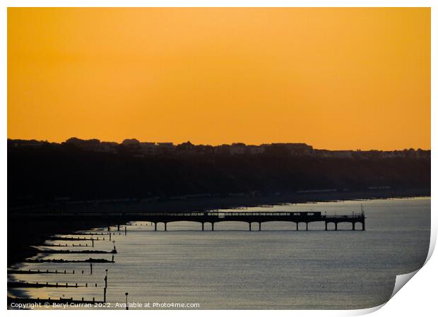 Sunrise at Boscombe Pier Print by Beryl Curran