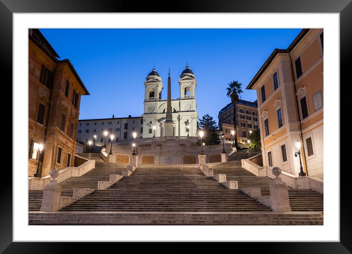 Dawn at Spanish Steps in Rome Framed Mounted Print by Artur Bogacki