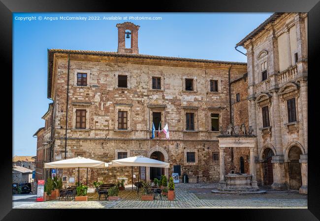 Piazza Grande in Montepulciano, Tuscany, Italy Framed Print by Angus McComiskey
