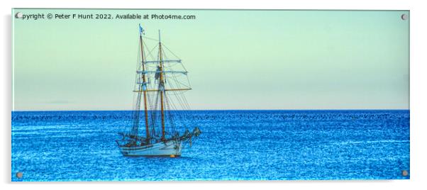 The Topsail Schooner Anny Off Charlestown.  Acrylic by Peter F Hunt