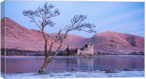 Winter Reflections of Kilchurn Castle in Loch Awe Canvas Print by George Robertson