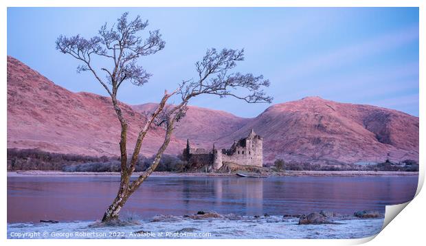 Winter Reflections of Kilchurn Castle in Loch Awe Print by George Robertson