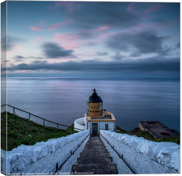 St Abbs Head lighthouse sunset Canvas Print by George Robertson