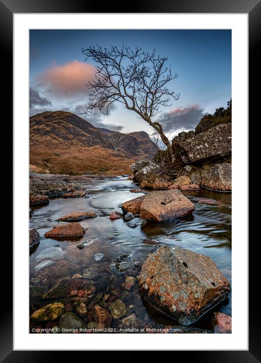 A lone tree over the River Coe Framed Mounted Print by George Robertson
