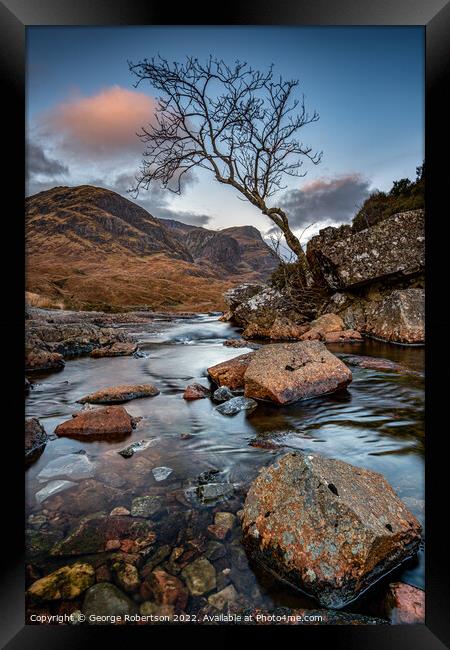 A lone tree over the River Coe Framed Print by George Robertson