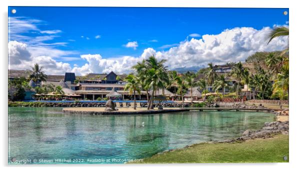 Tahiti Hotel Pool and Lagoon Acrylic by Steven Mitchell