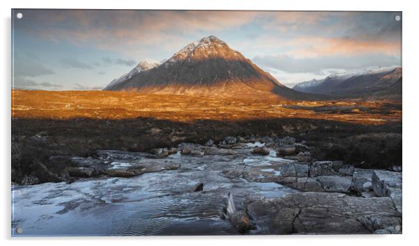 Sunrise on the Buachaille Acrylic by Anthony McGeever