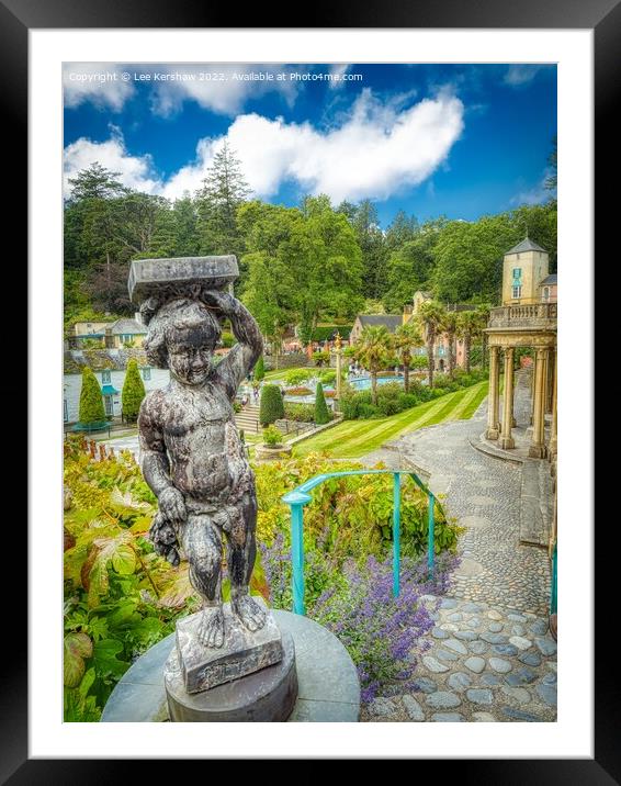 Portmeirion Statue and Square Framed Mounted Print by Lee Kershaw