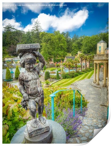Portmeirion Statue and Square Print by Lee Kershaw