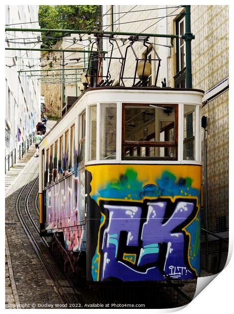 Lisbons Urban Funicular Tram Print by Dudley Wood