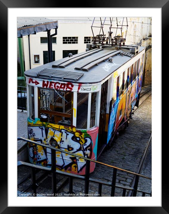 Graffiti on Lisbons Funicular Tram Framed Mounted Print by Dudley Wood