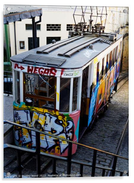 Graffiti on Lisbons Funicular Tram Acrylic by Dudley Wood