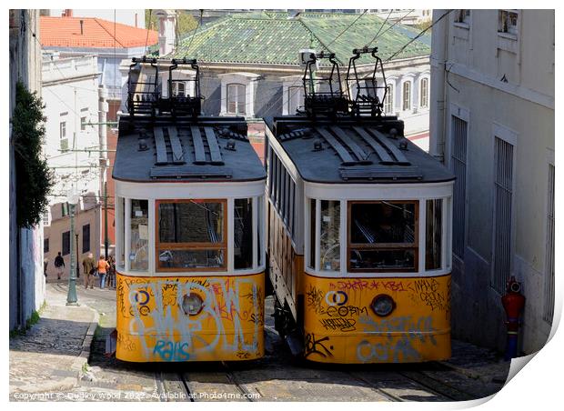 funicular trams Print by Dudley Wood