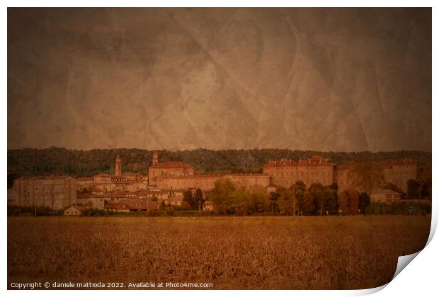 PITTORIALISM EFFECT on view of the municipality of Agliè in Piedmont Italy Print by daniele mattioda