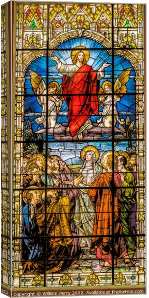 Jesus Ascension Heaven Stained Glass Gesu Church Miami Florida Canvas Print by William Perry