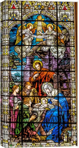 Jesus Mary Jesus Nativity Stained Glass Gesu Miami Florida Canvas Print by William Perry
