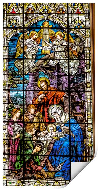 Jesus Mary Jesus Nativity Stained Glass Gesu Miami Florida Print by William Perry