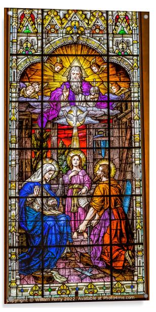 Jesus Mary Joseph God Stained Glass Gesu Church Miami Florida Acrylic by William Perry