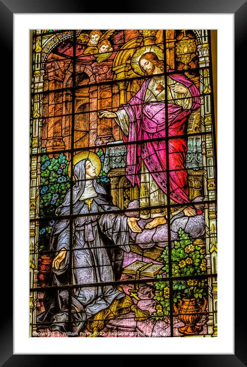 Saint Margaret Jesus Heart Glass Gesu Miami Florida Framed Mounted Print by William Perry