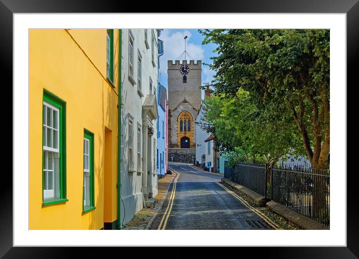 Monmouth Street Cottages and St Michaels Church  Framed Mounted Print by Darren Galpin