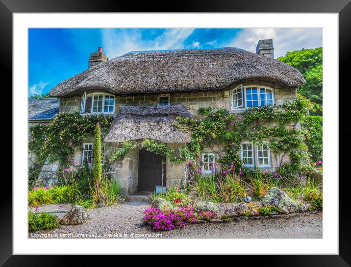 Enchanting Thatched Cottage in Cornwall Framed Mounted Print by Beryl Curran