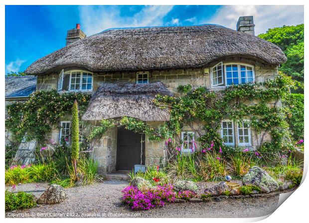 Enchanting Thatched Cottage in Cornwall Print by Beryl Curran