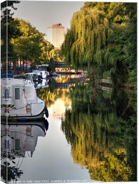 River Wensum Norwich, looking to Foundry Bridge Canvas Print by Sally Lloyd