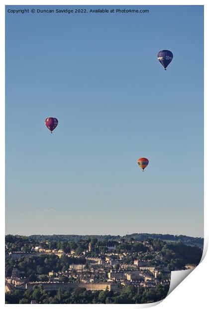 Trio of Hot Air Balloons over Bath Print by Duncan Savidge