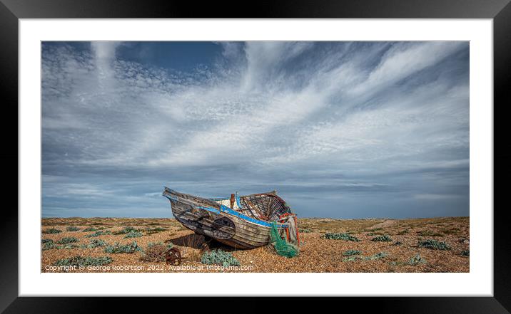Abandoned fishing boat at Dungeness Framed Mounted Print by George Robertson