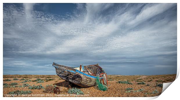 Abandoned fishing boat at Dungeness Print by George Robertson